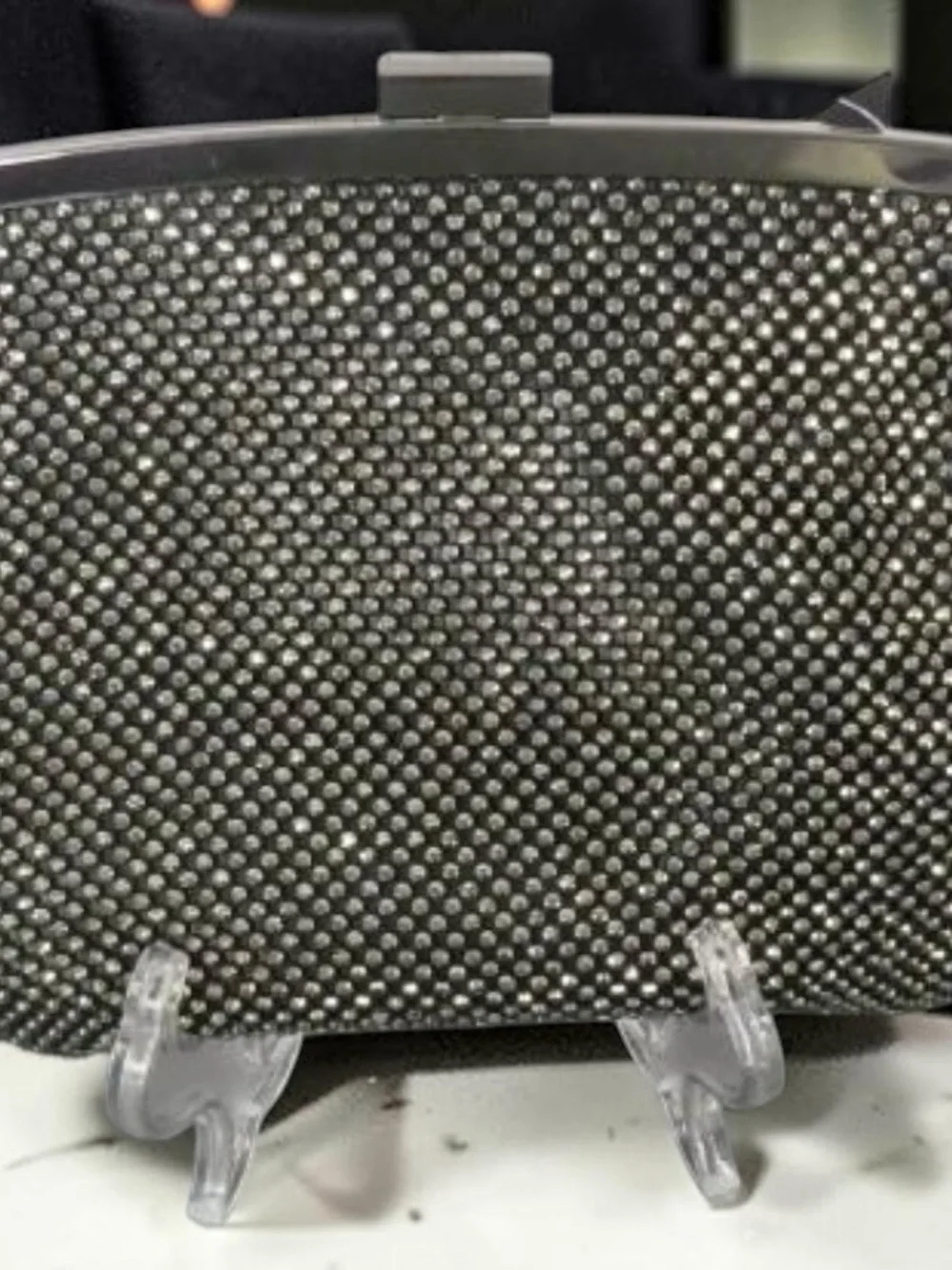 NWT International Concepts Black Rhinestone Mesh Clutch Crossbody Gunmetal Chain